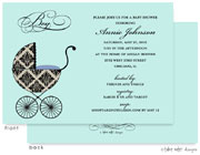 Take Note Designs Baby Shower Invitations - Fancy Carriage Damask Blue