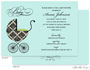 Take Note Designs Baby Shower Invitations - Fancy Carriage Damask Green