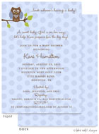 Take Note Designs Baby Shower Invitations - Blue Owl Polka
