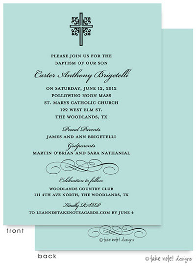 Take Note Designs Baptism Invitations - Ornate Cross Scroll Tiffany Take Note Designs Baptism Invitations - Ornate Cross Scroll Tiffany