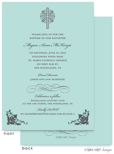 Take Note Designs Baptism Invitations - Cross with Ornate Corners Tiffany Take Note Designs Baptism Invitations - Cross with Ornate Corners Tiffany