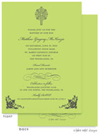 Take Note Designs Baptism Invitations - Cross with Ornate Corners Green