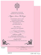Take Note Designs Baptism Invitations - Cross with Ornate Corners Pink