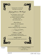 Take Note Designs Baptism Invitations - Four Corner Scroll Linen