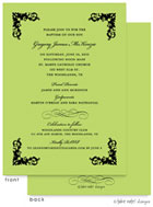 Take Note Designs Baptism Invitations - Four Corner Scroll Green