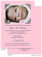 Take Note Designs Baptism Invitations - Beautifully Framed Scroll Pink With Photo