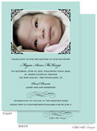 Take Note Designs Baptism Invitations - Beautifully Framed Scroll Tiffany With Photo