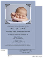 Take Note Designs Baptism Invitations - Beautifully Framed Scroll Blue With Photo