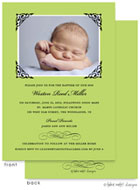Take Note Designs Baptism Invitations - Beautifully Framed Scroll Green With Photo