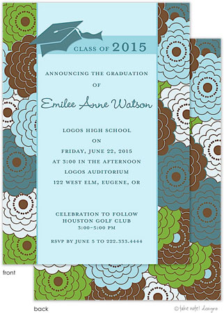 Take Note Designs - Floral Bunch and Turquoise Graduation Invitations