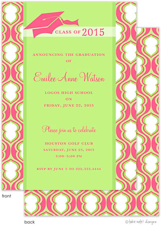 Take Note Designs - Pink Hourglass Graduation Invitations (Graduation)