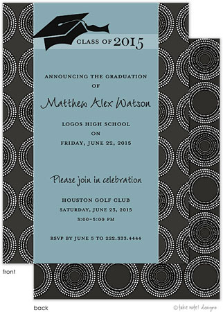 Take Note Designs - Charcoal Circle Grid Graduation Invitations (Graduation)