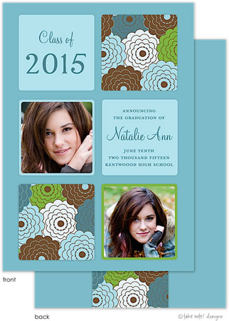 Take Note Designs - Floral Bunch and Turquoise Graduation Announcements (Photo)