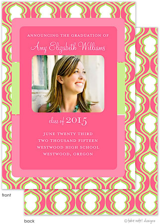 Take Note Designs - Pink Hourglass Graduation Announcements (Graduation) (Photo)