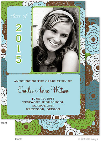 Take Note Designs - Retro Floral Graduation Announcements (Graduation) (Photo)