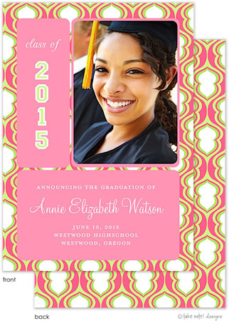 Take Note Designs - Pink Hourglass Graduation Announcements (Graduation) (Photo)