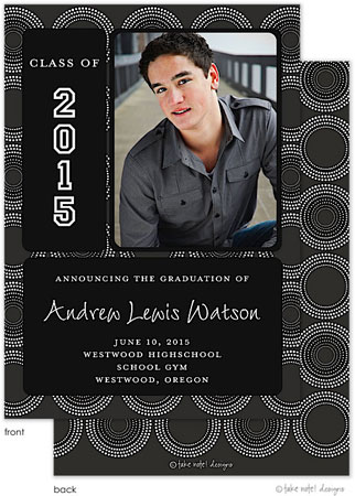 Take Note Designs - Black Charcoal Circles Graduation Announcements (Graduation) (Photo)