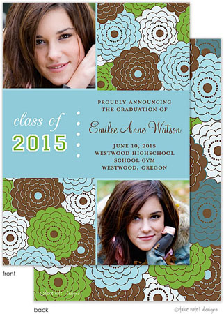 Take Note Designs - Retro Floral Two Graduation Announcements (Graduation) (Photo)