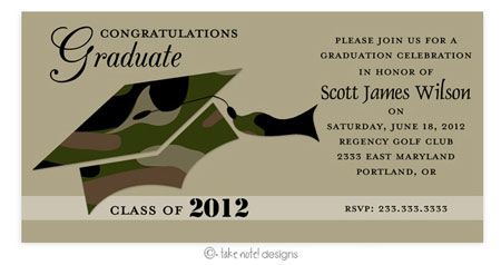 Take Note Designs - Camo Graduation Invitations