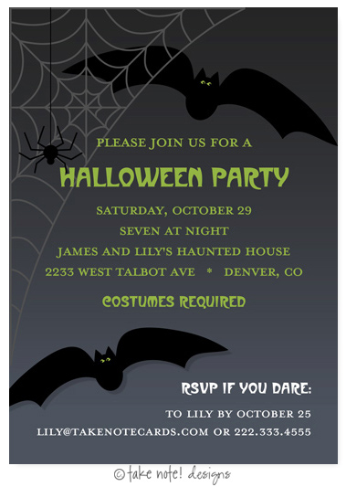 Take Note Designs - Halloween Invitations (Bats Night Out)