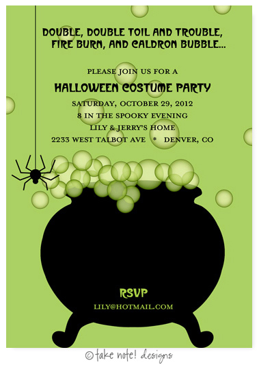 Take Note Designs - Halloween Invitations (Cauldron Bubble Green) Take Note Designs - Halloween Invitations (Cauldron Bubble Green)