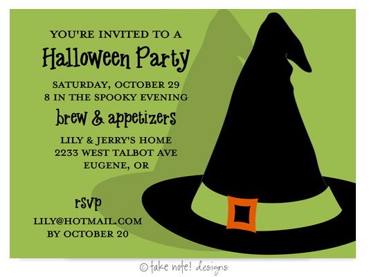 Take Note Designs - Halloween Invitations (Bewitched Hat)