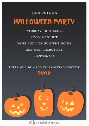 Take Note Designs - Halloween Invitations (Jack-O-Lantern Trio)