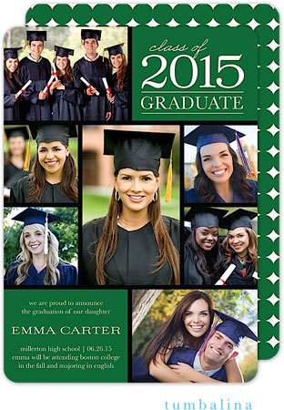 Tumbalina Graduation Invitations/Announcements - Grad Class Moments (Green - Photo) (Grad Sale 2022)