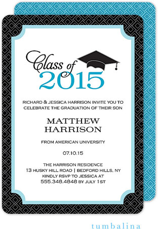 Tumbalina Graduation Invitations/Announcements - Graduate Cap Invitation (Blue) (Grad Sale 2022)