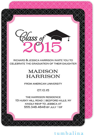 Tumbalina Graduation Invitations/Announcements - Graduate Cap Invitation (Pink) (Grad Sale 2022)