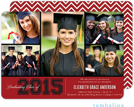 Tumbalina Graduation Invitations/Announcements - Grad Collegiate Collage (Red - Photo) (Grad Sale 20