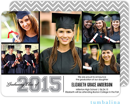 Tumbalina Graduation Invitations/Announcements - Grad Collegiate Collage (White - Photo) (Grad Sale