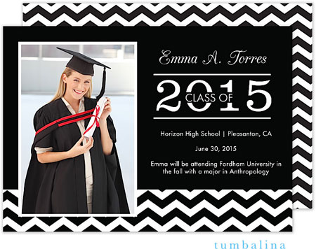 Tumbalina Graduation Invitations/Announcements - Grad Chevron Class (Black - Photo) (Grad Sale 2022)