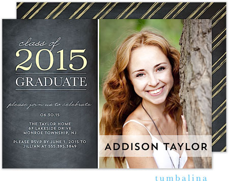 Tumbalina Graduation Invitations/Announcements - Grad Classic Moment (Chalkboard Yellow - Photo) (Gr