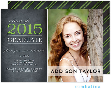 Tumbalina Graduation Invitations/Announcements - Grad Classic Moment (Chalkboard Green - Photo) (Gra