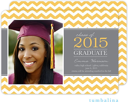 Tumbalina Graduation Invitations/Announcements - Graduate Classic Chevron (Yellow - Photo) (Grad Sal Tumbalina Graduation Invitations/Announcements - Graduate Classic Chevron (Yellow - Photo) (Grad Sal