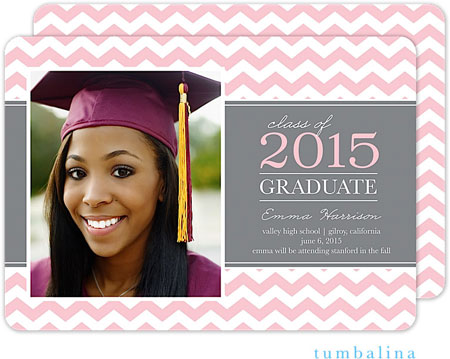 Tumbalina Graduation Invitations/Announcements - Graduate Classic Chevron (Pink - Photo) (Grad Sale Tumbalina Graduation Invitations/Announcements - Graduate Classic Chevron (Pink - Photo) (Grad Sale