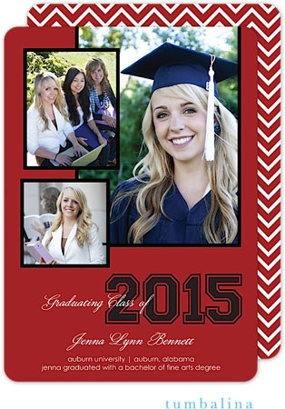 Tumbalina Graduation Invitations/Announcements - Grad Collegiate Memories (Red - Photo) (Grad Sale 2