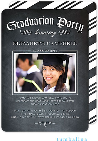 Tumbalina Graduation Invitations/Announcements - Grad Diploma Party (Chalkboard Black - Photo) (Grad Tumbalina Graduation Invitations/Announcements - Grad Diploma Party (Chalkboard Black - Photo) (Grad