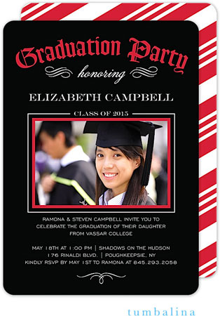 Tumbalina Graduation Invitations/Announcements - Grad Diploma Party (Chalkboard Red - Photo) (Grad S Tumbalina Graduation Invitations/Announcements - Grad Diploma Party (Chalkboard Red - Photo) (Grad S