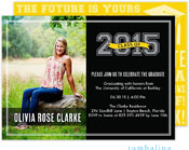 Tumbalina Graduation Invitations/Announcements - Grad Varsity Banner (Black & Yellow - Photo) (Grad