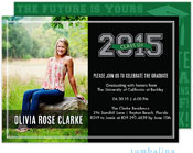 Tumbalina Graduation Invitations/Announcements - Grad Varsity Banner (Black & Green - Photo) (Grad S