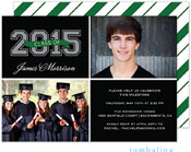 Tumbalina Graduation Invitations/Announcements - Grad Varsity Memories (Green Stripes - Photo) (Grad