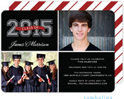 Tumbalina Graduation Invitations/Announcements - Grad Varsity Memories (Red Stripes - Photo) (Grad S