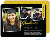 Tumbalina Graduation Invitations/Announcements - Graduation Class Flag (Black & Yellow - Photo) (Gra