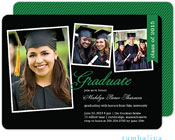Tumbalina Graduation Invitations/Announcements - Graduation Class Flag (Black & Green - Photo) (Grad