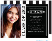 Tumbalina Graduation Invitations/Announcements - Grad Modern Frame (Black Stipes - Photo) (Grad Sale