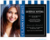 Tumbalina Graduation Invitations/Announcements - Grad Modern Frame (Blue Stripes - Photo) (Grad Sale