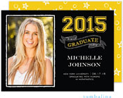 Tumbalina Graduation Invitations/Announcements - Grad Chalkboard Banner (Black & Yellow - Photo)