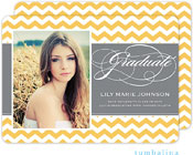 Tumbalina Graduation Invitations/Announcements - Graduate Script Chevron (Yellow - Photo) (Grad Sale